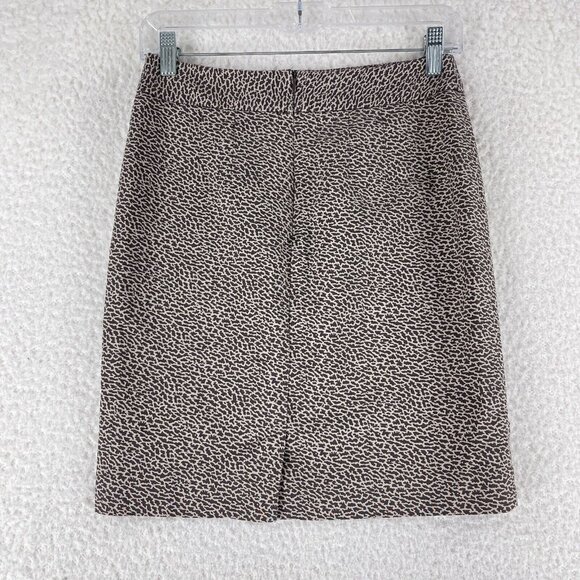 Ann Taylor LOFT Petites Brown Animal Print A-Line Skirt Womens Zip Up Size 0P - Picture 7 of 11